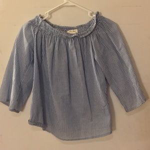 NWOT Blue & White Vertical Pin Striped Blouse